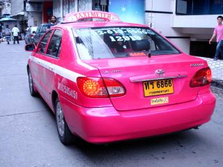Pink Toyota Corlla Taxi Bangkogban